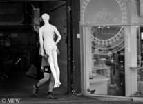 Queen Street Auckland city, black and white photo by Mike Wheelton